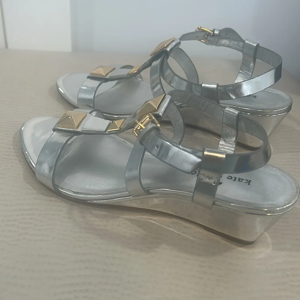 Kate Spade New York Silver Sandals with Gold Accents - Picture 11 of 13